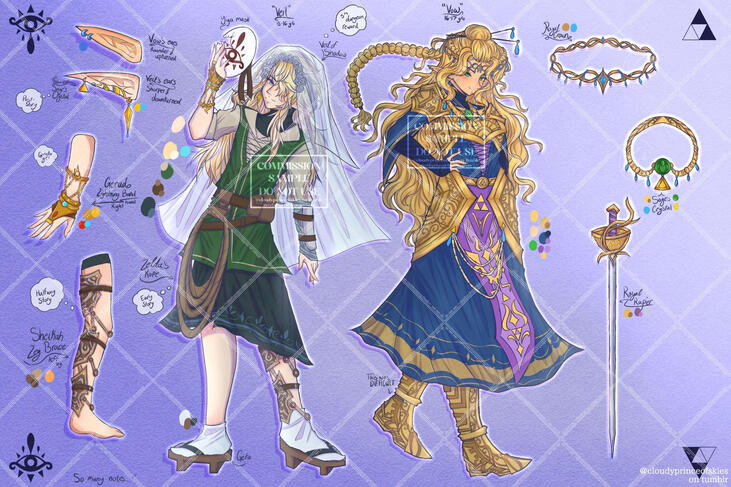 - complex designs, additional character, additional details
